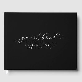 Libro De Visitas Minimalista Boda de guiones elegantes en blanco y