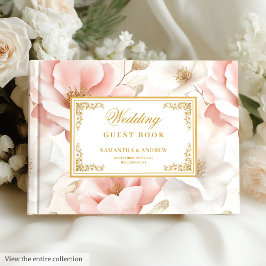 Libro De Visitas Minimalista Boho Dusty Pink Ivory Gold Guest Book