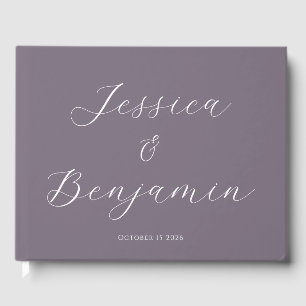 Libro De Visitas Minimalista Elegante Script Personalizable Ciruela