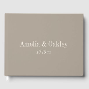 Libro De Visitas Minimalista marrón taupe boda elegante personaliza