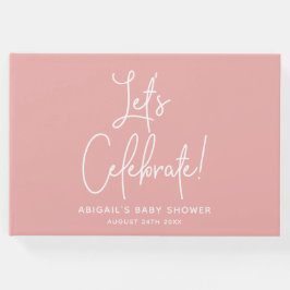 Libro De Visitas Minimalista Rosa rosado de bienvenida