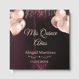 Libro De Visitas Mis Quince Años Guest Book | Elegant Green & Gold 