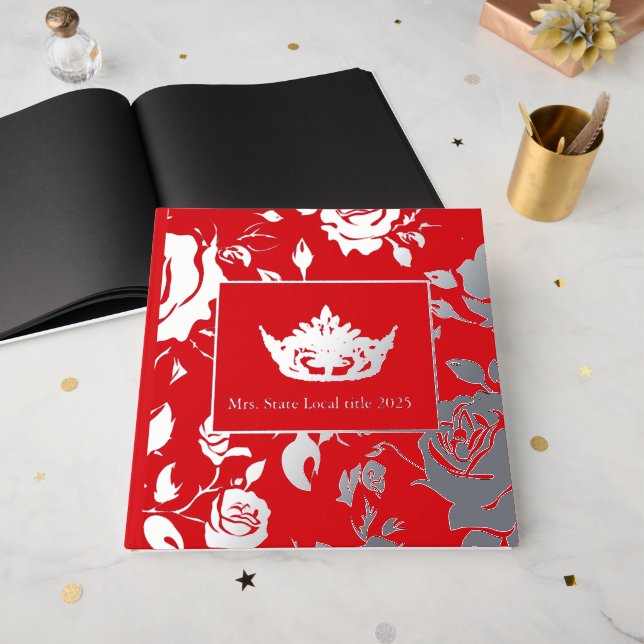 Libro De Visitas Miss Pageant America Crown Foil Roses Scrapbook (Anverso Abierto)