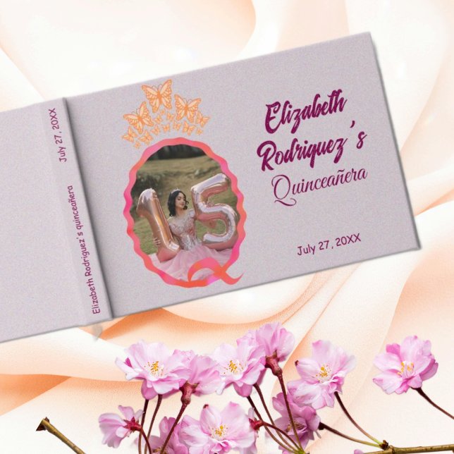 Libro De Visitas Miss Quince Quinceanera Butterflies Crown Squiggle (Subido por el creador)