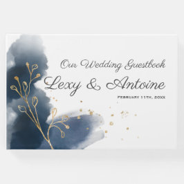 Libro De Visitas Moda artística Marina Azul salpicado Boda de polvo