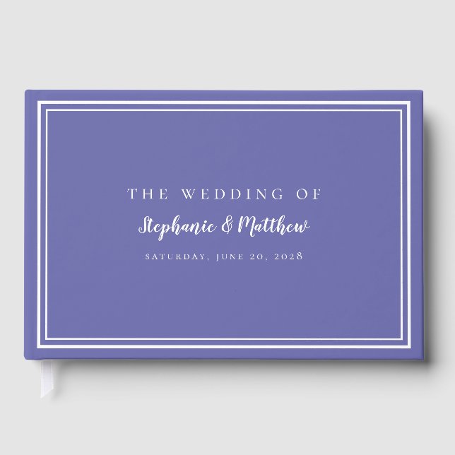 Libro De Visitas Moda Azul Periwinkle Boda simple moderno elegante (Anverso)