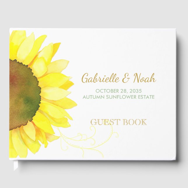 Libro De Visitas Moda Backyard Boda de girasol (Anverso)