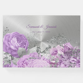 Libro De Visitas Moda Boda de Personalizable floral Lilac Silver