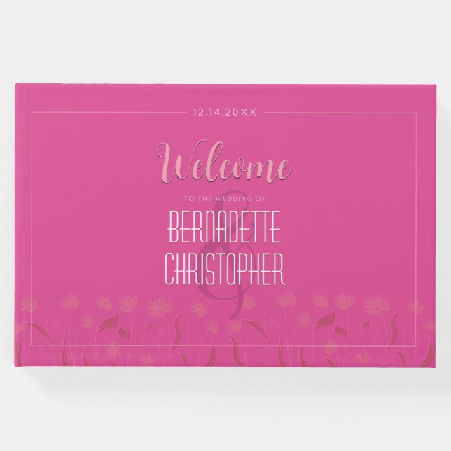 Libro De Visitas Moda boda Elegante Moderno Rosa Simple (Anverso)