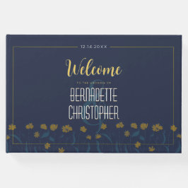 Libro De Visitas Moda boda Moderno Elegante Simple Amarillo Azul