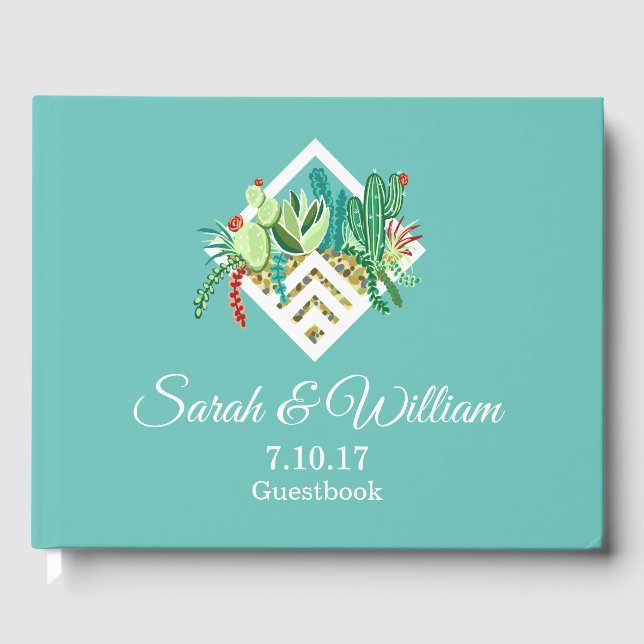 Libro De Visitas Moda Boho Suculents & Cactus Terrarium (Anverso)