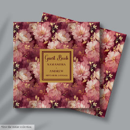 Libro De Visitas Moda Burgundy Rubor Gold Boho Boda Guest Book