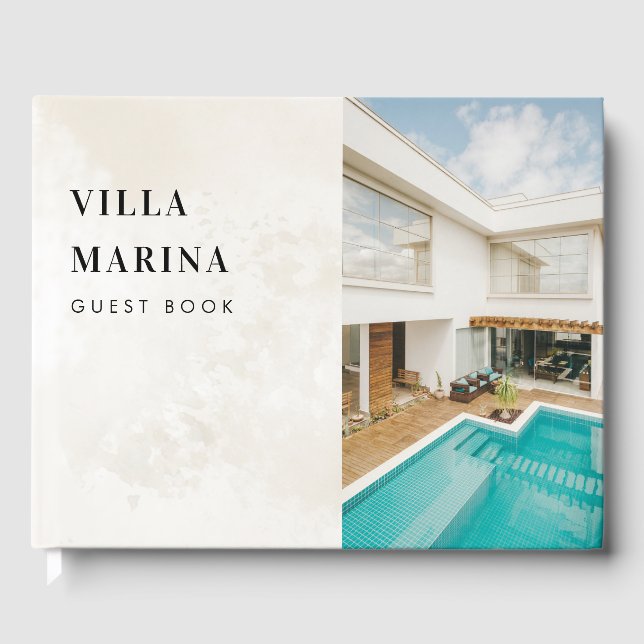 Libro De Visitas Moda Cream Marble Villa Vacaciones Alquiler Feedba (Anverso)