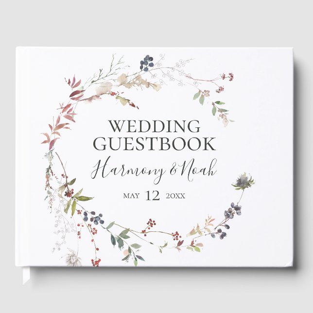 Libro De Visitas Moda de vacaciones Botánica | Boda blanco (Anverso)
