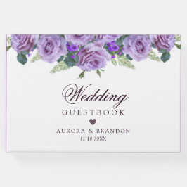Libro De Visitas Moda Elegante Boda Morado Floral