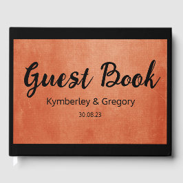 Libro De Visitas Moda elegante Naranja quemado negro fecha de nombr