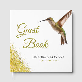 Libro De Visitas Moda Green Hummingbird y Gold Dust Boda