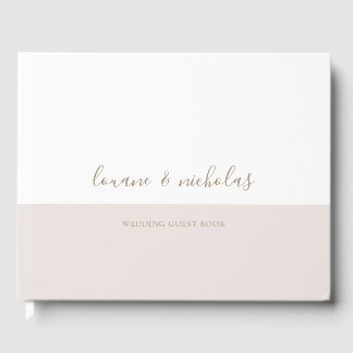 Libro De Visitas Moda minimalista Boda Elegante Rubor Blanco Oro