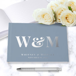 Libro De Visitas Moda Monograma Foto Dusty Blue Boda