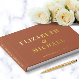 Libro De Visitas Moda Monograma Foto Terracotta Boda Gold