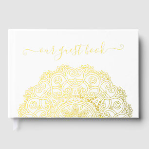 Libro De Visitas Moda Pareja Iniciales Floral Mandala Gold