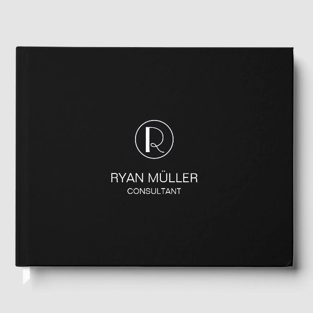 Libro De Visitas Moda profesional elegante planicie y monograma (Anverso)