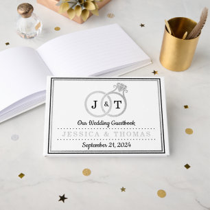 Libro De Visitas Moda Relieve metalizado plateado falso Monograma B