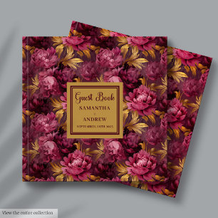 Libro De Visitas Moda Rubor Burgundy Gold Boda Guest Book