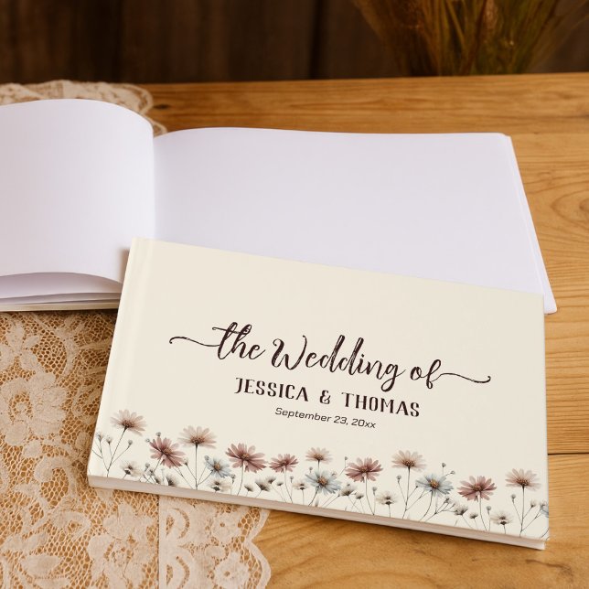 Libro De Visitas Moda Rustic Boho Wildflowers Boda simple (Subido por el creador)