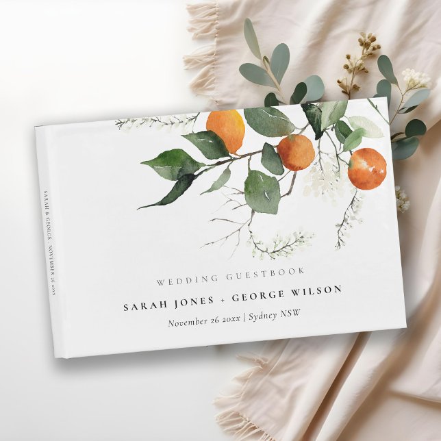 Libro De Visitas Moda Rústico Boho Naranja Blossom Boda Botánico (Subido por el creador)