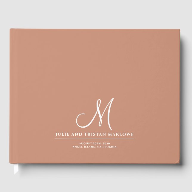Libro De Visitas Moda Script Boda inicial Monograma (Anverso)