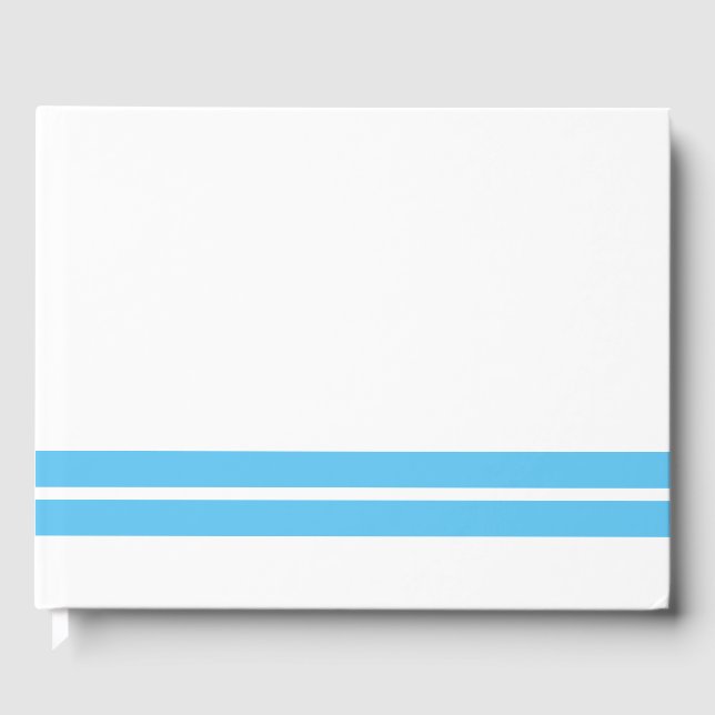 Libro De Visitas Moda Sky Blue Twin Base Carreras Rayas En Blanco (Anverso)