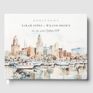 Libro De Visitas Moda Tampa Florida Skyline Watercolor Boda