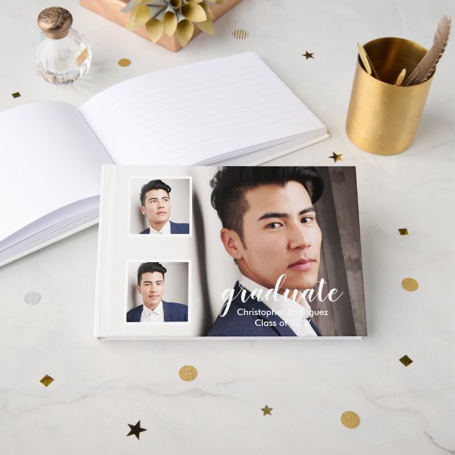 Libro De Visitas Modern 3 Photo Graduation (Anverso Abierto)