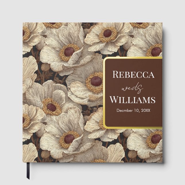 Libro De Visitas Modern Anemones Accent Fall Wedding (Anverso)