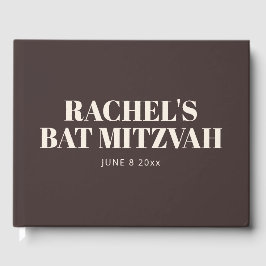 Libro De Visitas Modern Bat Mitzvah Brown Personalized Name Memory