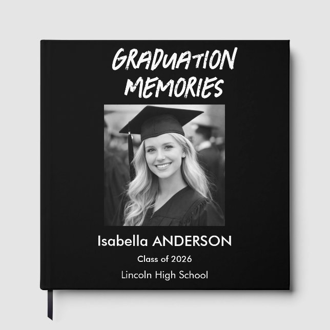 Libro De Visitas Modern Black and White Graduation Party (Anverso)