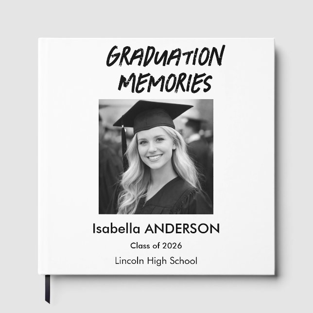 Libro De Visitas Modern Black and White Graduation Party (Anverso)