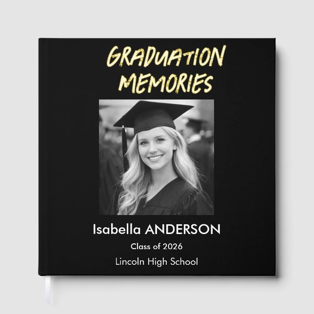 Libro De Visitas Modern Black and White Graduation Party (Anverso)