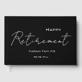 Libro De Visitas Modern Black White Happy Retirement Personalized