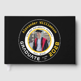 Libro De Visitas Modern Black Yellow Graduation Photo