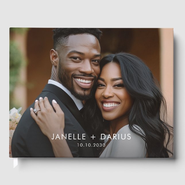 Libro De Visitas Modern Bride Groom Wedding Guest Book (Anverso)