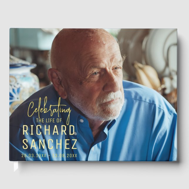 Libro De Visitas Modern Celebration Of Life Photo Funeral Memorial  (Anverso)