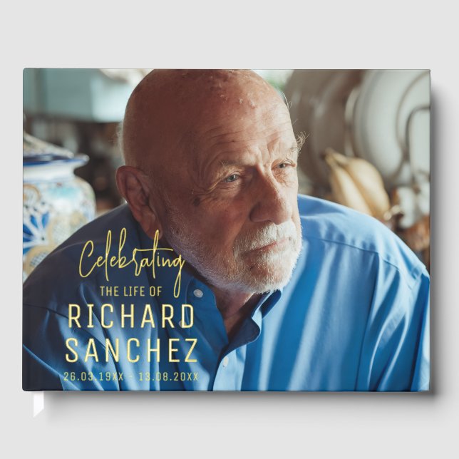 Libro De Visitas Modern Celebration Of Life Photo Funeral Memorial (Anverso)