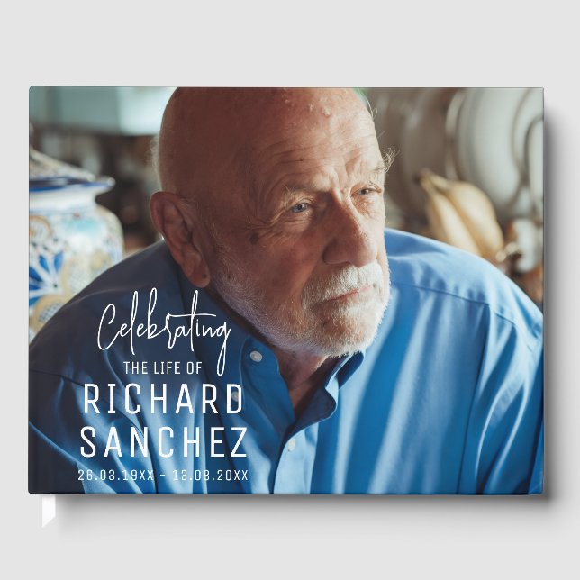 Libro De Visitas Modern Celebration Of Life Photo Funeral Memorial  (Anverso)