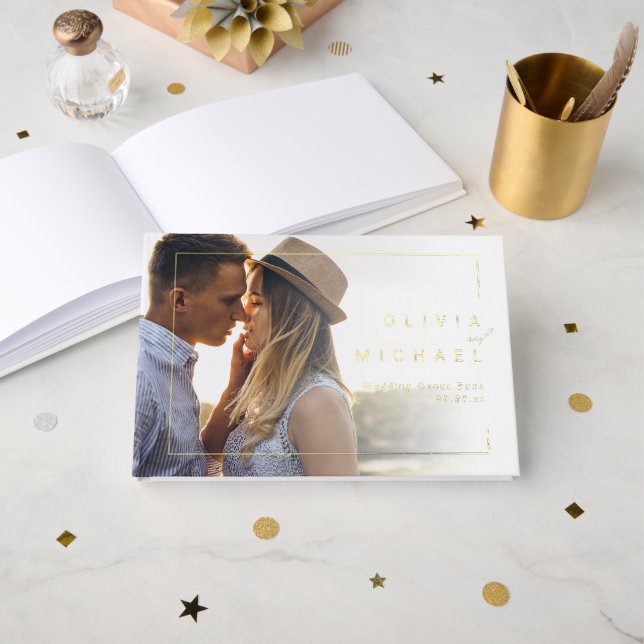 Libro De Visitas Modern chic minimalist photo wedding (Anverso Abierto)
