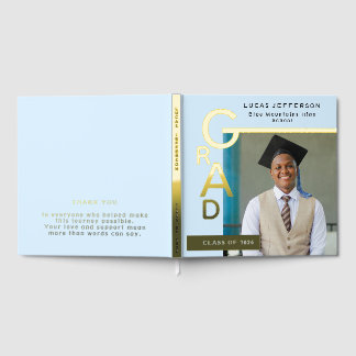 Libro De Visitas Modern Cool Blue Graduation Photo Gold