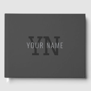 Libro De Visitas Modern Dark Gray Monogrammed Name (u otro texto)
