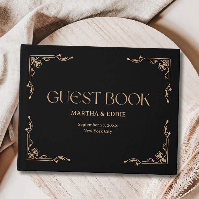 Libro De Visitas Modern Deco | Elegant Black and Gold Wedding (Subido por el creador)
