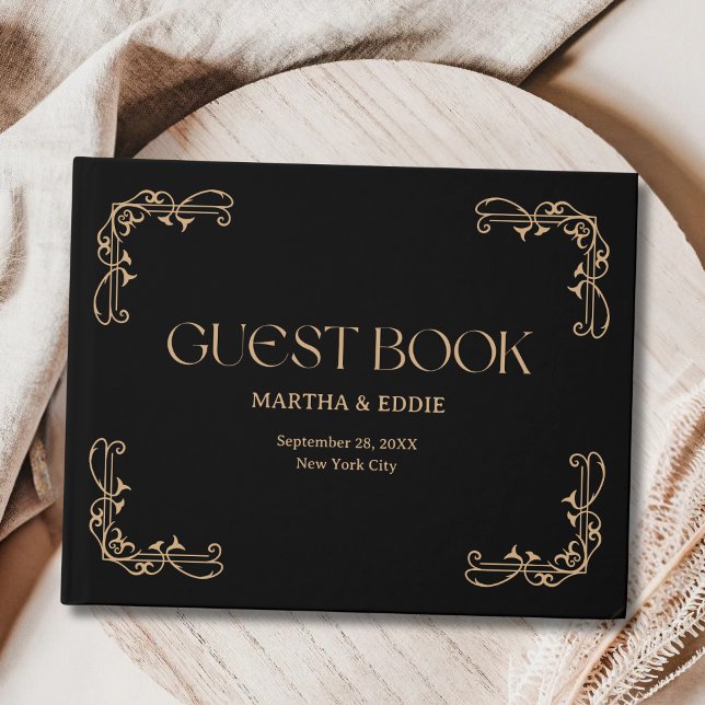 Libro De Visitas Modern Deco | Elegant Black and Gold Wedding (Subido por el creador)